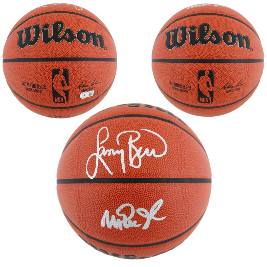 Magic Johnson & Larry Bird Dual Signed Wilson Basketball with Beckett Witness